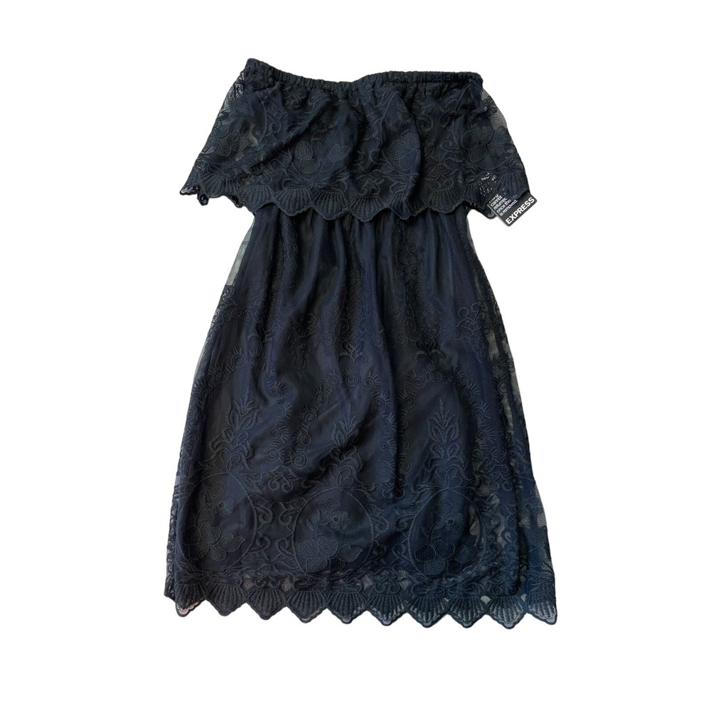 Express Sz‎ XS Black Lace Dress Strapless Summer Swim Cover Up Mini NWT